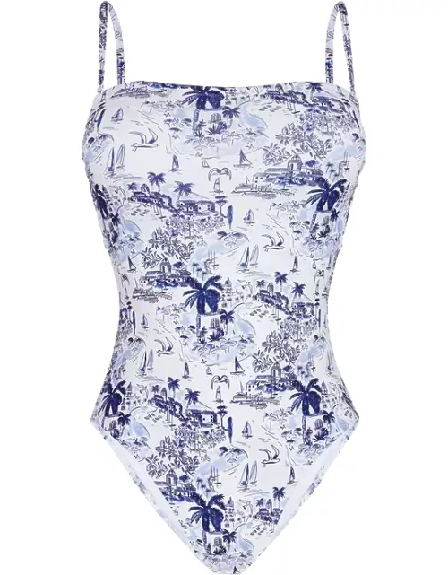Women Bustier One-piece Swimsuit Riviera - Swimming Trunk - Facette - Blue