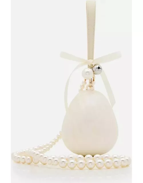 Simone Rocha Bell Charm Micro Egg Bag W/ Pearl Crossbody White TU