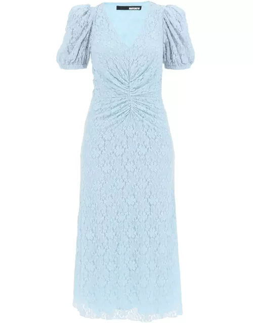 ROTATE midi lace dress with puffed sleeve