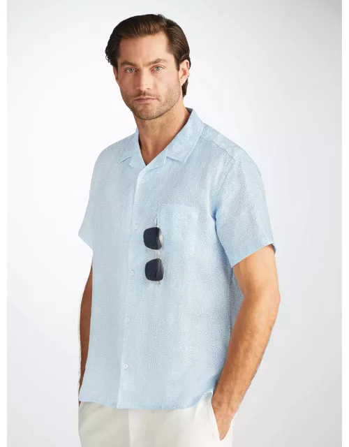 Derek Rose Men's Shirt Milan 24 Linen Blue