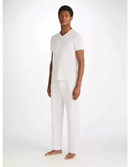 Derek Rose Men's Lounge Trousers Basel Micro Modal Stretch White
