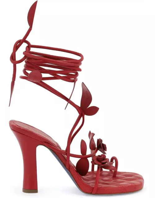 BURBERRY ivy flora leather sandals with heel.