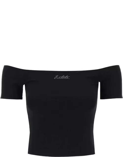 ROTATE off-shoulder t-shirt with embroidered lure