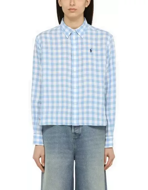 White/blue linen checked shirt