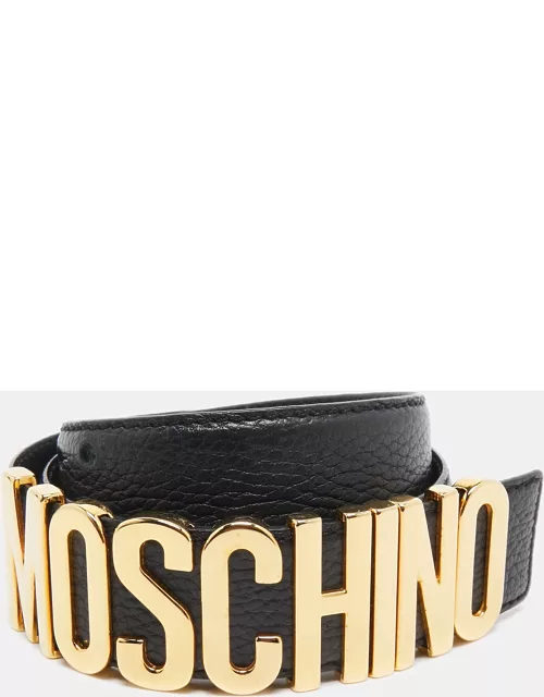 Moschino Black Leather Classic Logo Belt 90 C