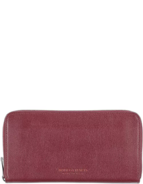 Bottega Veneta Red Leather Zip Around Wallet