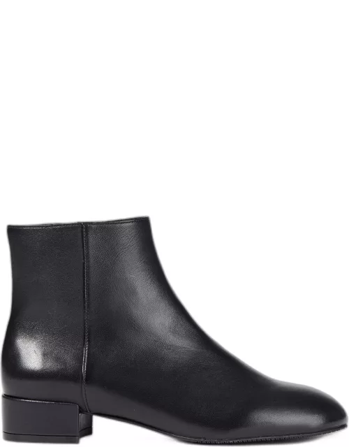 Stuart Weitzman Black Leather Zip Ankle Boots 37
