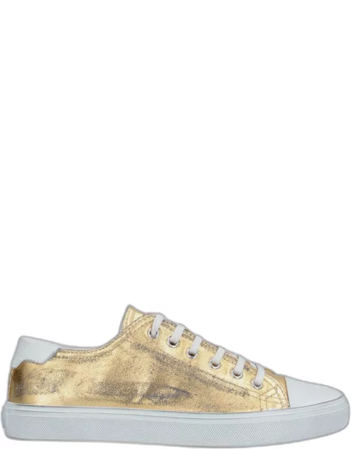 Saint Laurent Coated Canvas and Leather Sneaker