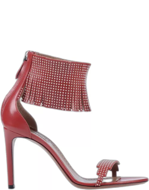 Alaia Red Leather Ankle Strap Sandal