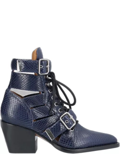 Chloe Snakeskin Embossed Leather Ankle Boots