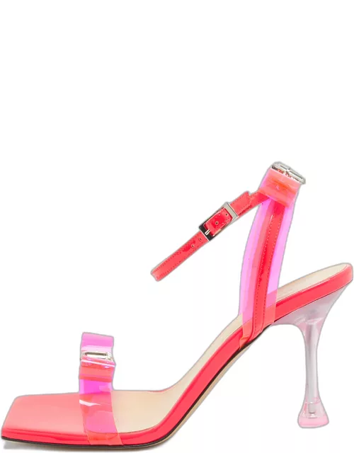Mach & Mach Neon Pink PVC and Patent Leather French Bow Sandal