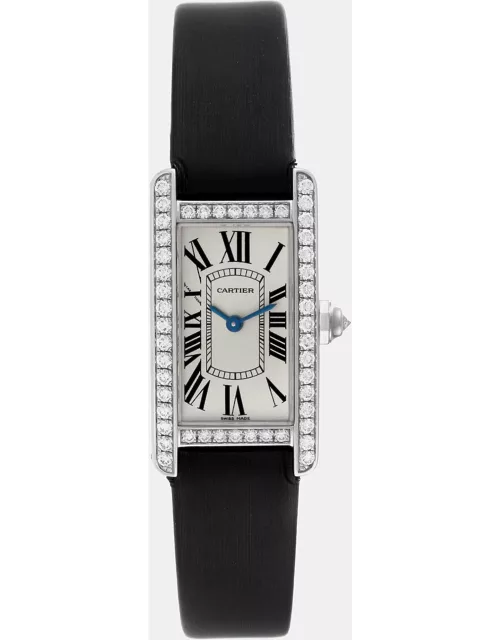 Cartier Tank Americaine White Gold Diamond Ladies Watch 19 m