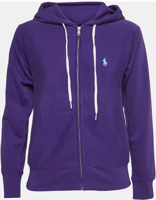 Polo Ralph Lauren Purple Cotton Blend Zip Front Hooded Sweatshirt