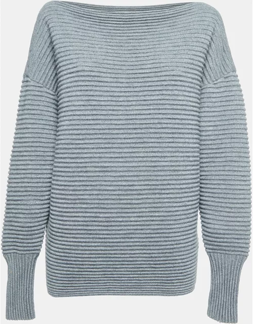 Victoria Victoria Beckham Grey Ribbed Knit Sweater