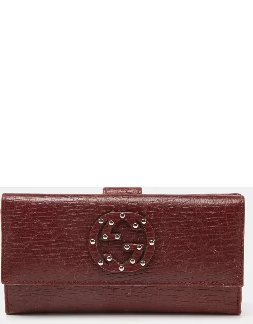 Gucci Brick Leather Soho Studded Continental Wallet