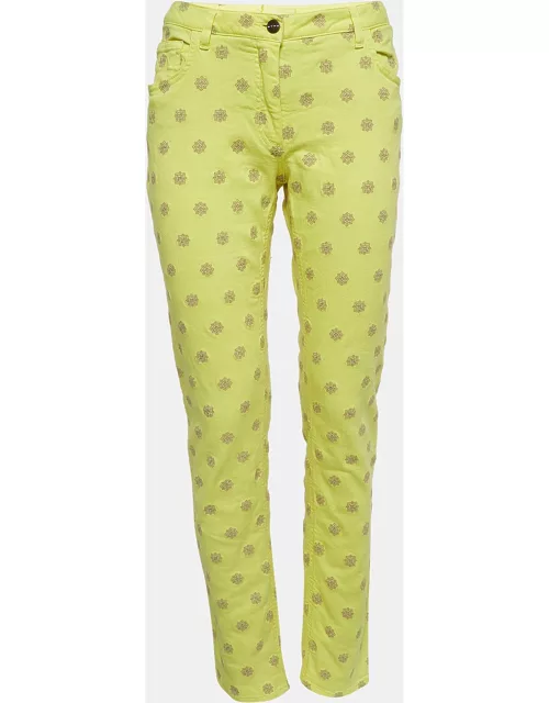 Etro Yellow Embroidered Cotton Twill Jeans M Waist 30"