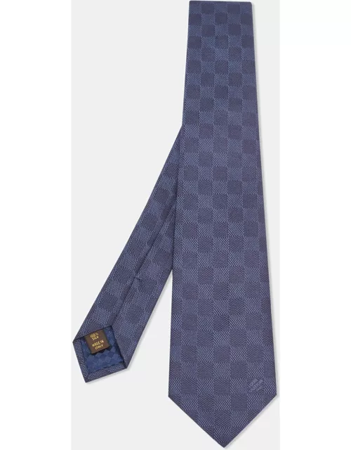 Louis Vuitton Navy Blue Damier Silk Tie