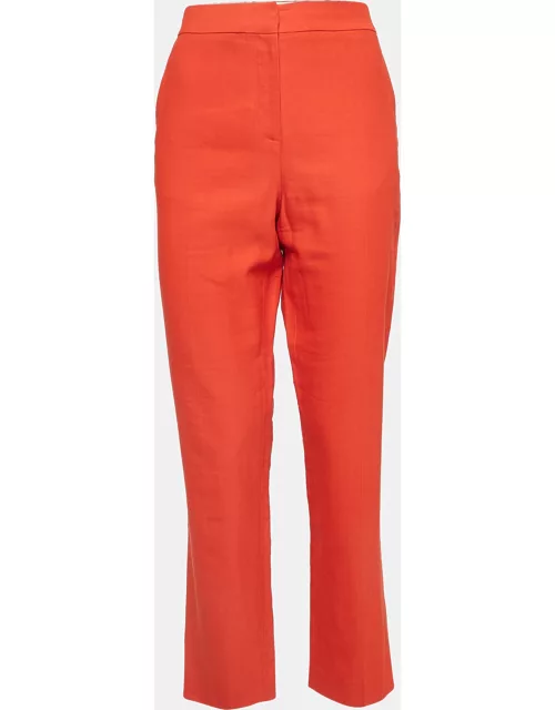 Diane Von Furstenberg Orange Gabardine Straight Leg Trousers
