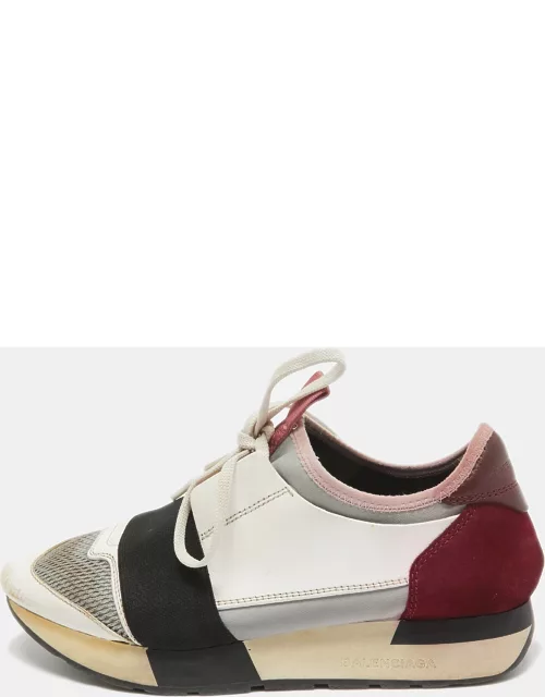 Balenciaga Multicolor Leather and Fabric Race Runner Sneaker