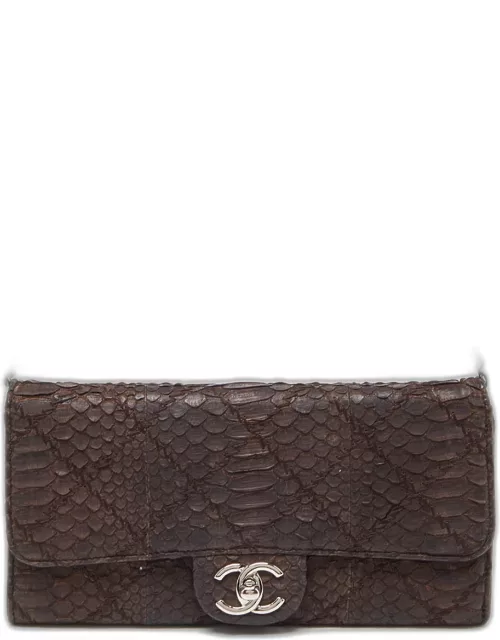 Chanel Brown Quilted Python Ultimate Stitch Chain Clutch
