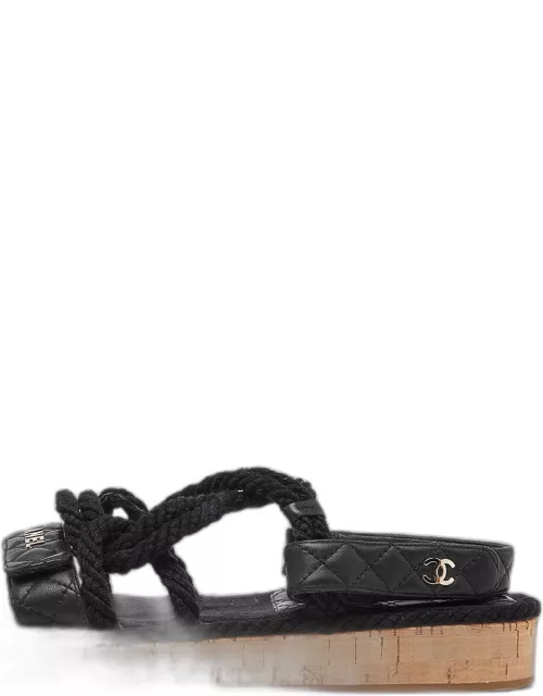 Chanel Black Rope and Leather Dad Sandal