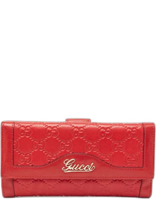 Gucci Red Guccissima Leather Logo French Wallet