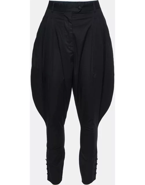 Dolce & Gabbana Black Cotton Pleated & Tapered Trousers
