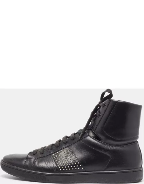 Yves Saint Laurent Black Leather Studded High Top Sneaker