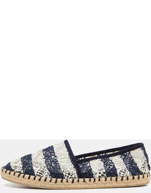 Louis Vuitton Blue/White Crochet Slip On Espadrille