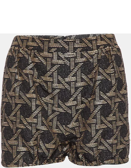 Dsquared2 Black/Brown Wicker Woven Jacquard Frayed Detail Shorts