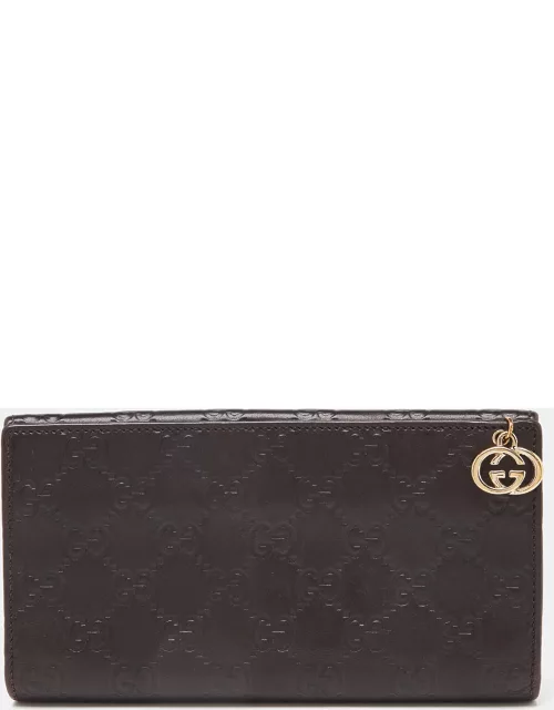 Gucci Brown Guccissima Leather GG Pierce Continental Wallet