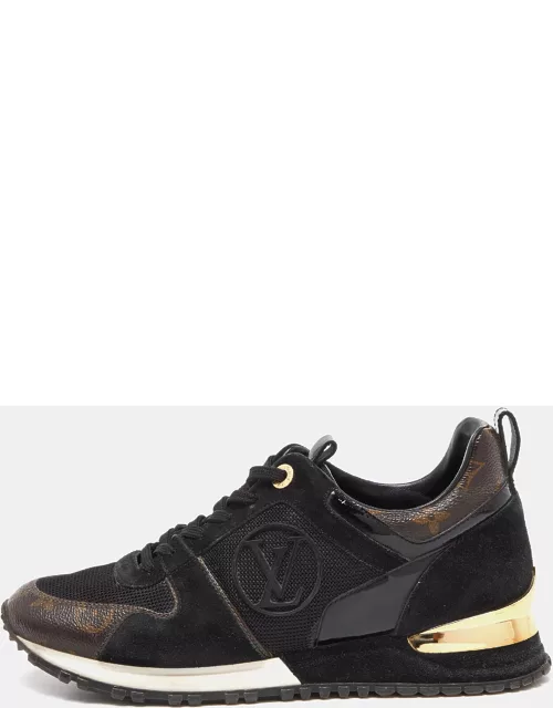 Louis Vuitton Black/Brown Monogram Canvas Suede and Mesh Run Away Low Top Sneaker