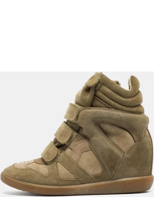 Isabel Marant Green Leather and Suede Bekett Sneaker