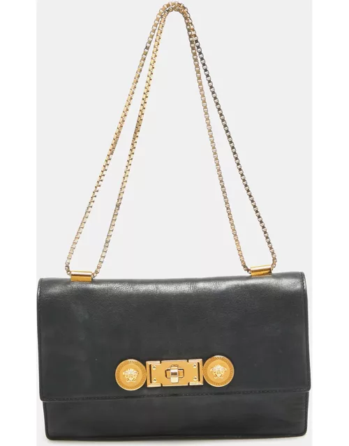 Versace Black Leather Icon Medusa Chain Bag
