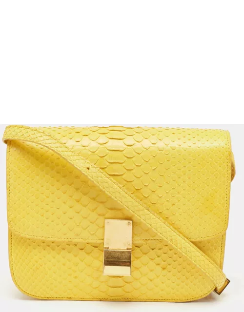 Celine Yellow Python Medium Classic Box Bag