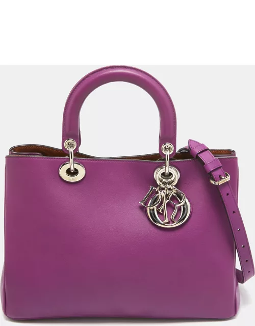 Dior Purple Leather Medium Diorissimo Shopper Tote