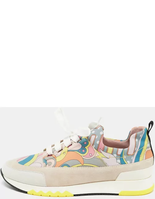 Hermes Multicolor Fabric and Suede Stadium Sneaker