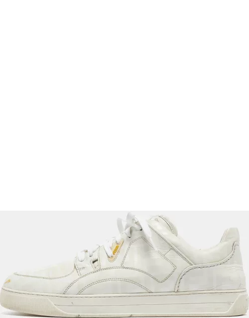 Fendi White Logo Print Leather Low Top Sneaker