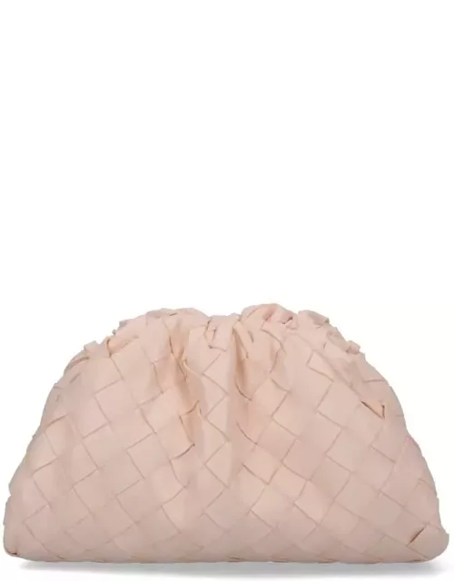 Bottega Veneta Mini Leather Clutch With Woven Pattern And Shoulder Strap