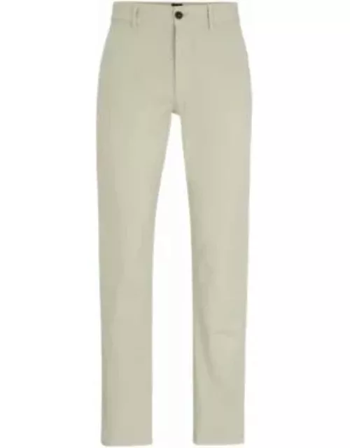 Slim-fit chinos in stretch-cotton satin- Light Beige Men's Casual Pant