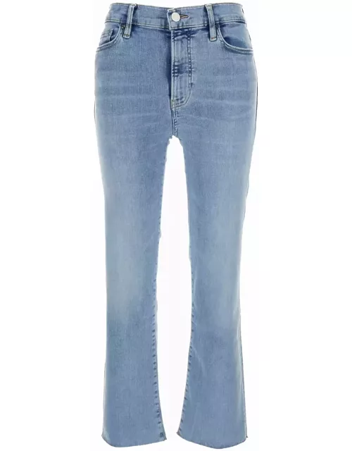 Frame le High Straight Light Blue Jeans With Contrasting Stitching In Cotton Blend Woman