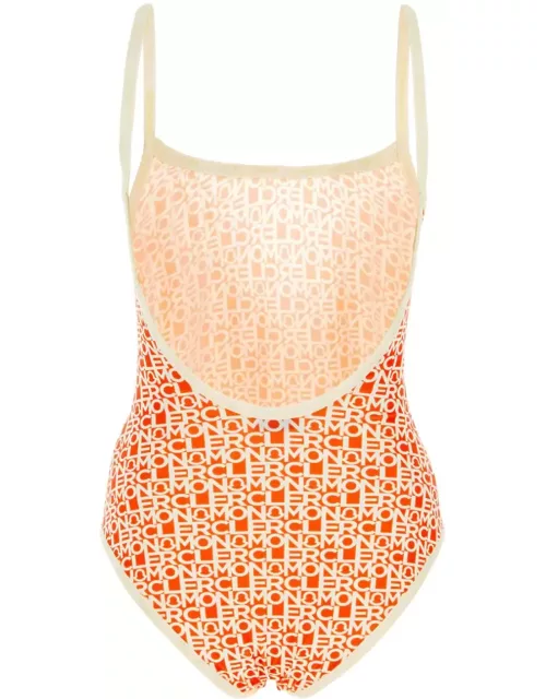 Moncler Orange Logoed One-piece Swimsuit