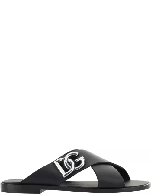 Dolce & Gabbana Logo Leather Sandal