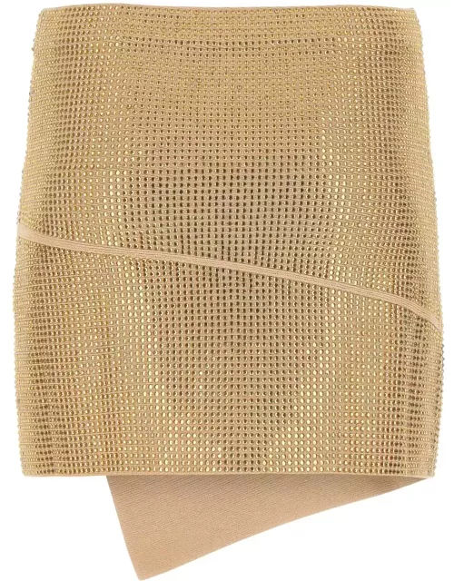 ANDREĀDAMO Embellished Viscose Blend Mini Skirt