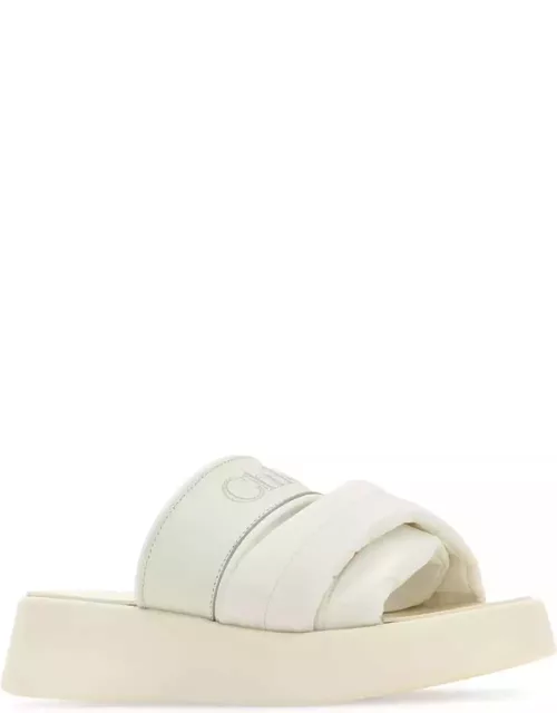 Chloé White Fabric And Leather Mila Slipper