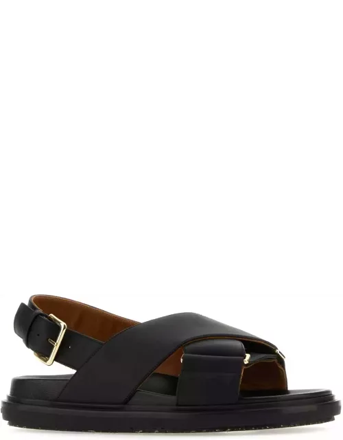 Marni Black Leather Fussbett Sandal