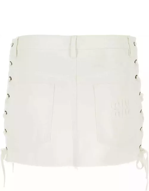 Miu Miu White Denim Mini Skirt
