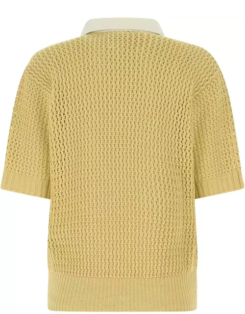 Agnona Mustard Cotton And Cashmere Polo Shirt