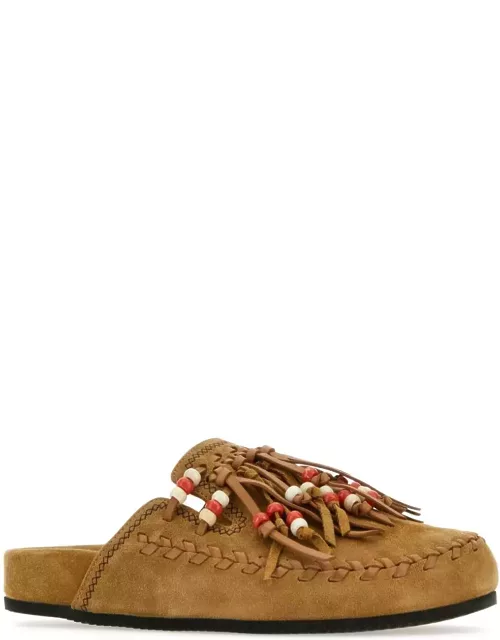 Alanui Biscuit Suede Leather Salvation Mountain Slipper