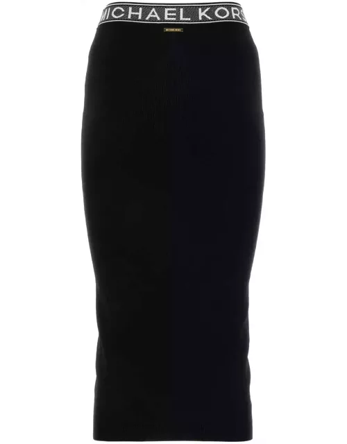 Michael Kors Black Stretch Viscose Blend Skirt